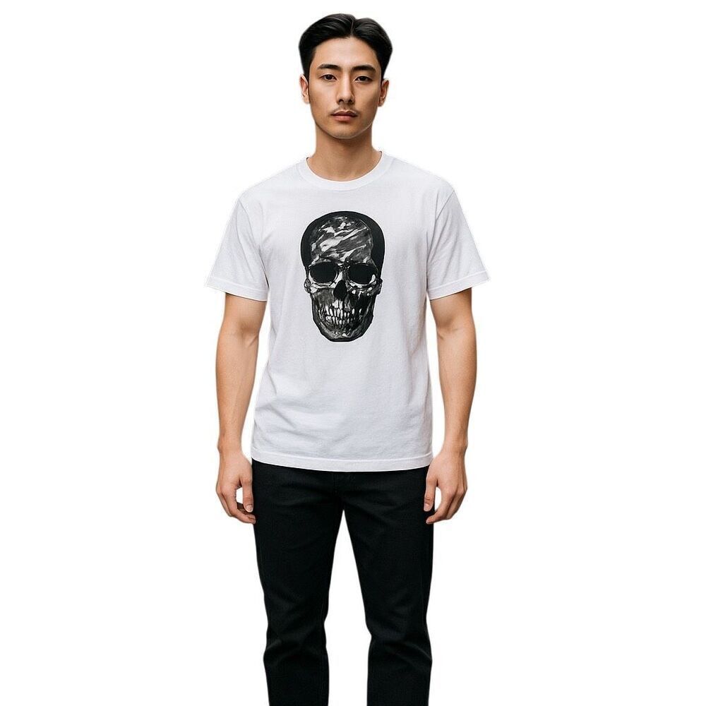Antony Morato White Slim Fit Skull Print Short Sleeve T-Shirt Size Large